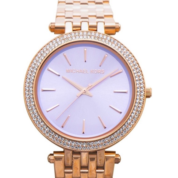 Michaels Kors Rose Gold Purple Faced Watch NWT Michael Kors MK4437 Lauryn Rose Gold Stainless Steel Purple  main image 4